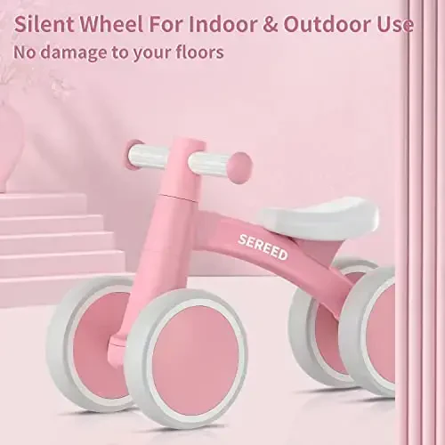 SEREED 1 yoshli o'g'il bolalar qizlar uchun Baby Balance Bike 12-24 oylik chaqaloqlar uchun balandlik velosipedi, 4 g'ildirakli chaqaloqlar uchun birinchi velosiped, birinchi tug'ilgan kun sovg'alari - 4