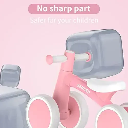 SEREED 1 yoshli o'g'il bolalar qizlar uchun Baby Balance Bike 12-24 oylik chaqaloqlar uchun balandlik velosipedi, 4 g'ildirakli chaqaloqlar uchun birinchi velosiped, birinchi tug'ilgan kun sovg'alari - 5