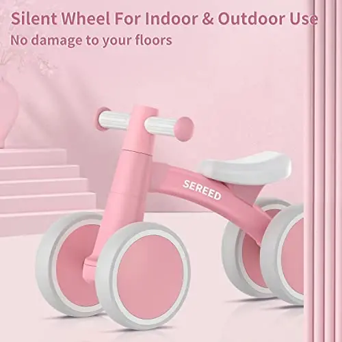 SEREED 1 yoshli o'g'il bolalar qizlar uchun Baby Balance Bike 12-24 oylik chaqaloqlar uchun balandlik velosipedi, 4 g'ildirakli chaqaloqlar uchun birinchi velosiped, birinchi tug'ilgan kun sovg'alari - 5