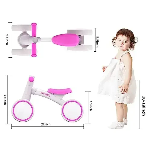SEREED 1 yoshli o'g'il bolalar qizlar uchun Baby Balance Bike 12-24 oylik chaqaloqlar uchun muvozanat velosipedi, 4 g'ildirakli chaqaloqlar uchun birinchi velosiped, birinchi tug'ilgan kun sovg'alari - 2