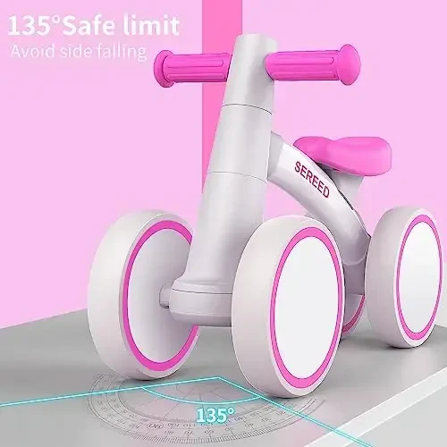 SEREED 1 yoshli o'g'il bolalar qizlar uchun Baby Balance Bike 12-24 oylik chaqaloqlar uchun muvozanat velosipedi, 4 g'ildirakli chaqaloqlar uchun birinchi velosiped, birinchi tug'ilgan kun sovg'alari - 6