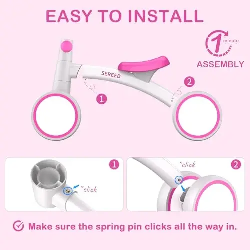 SEREED 1 yoshli o'g'il bolalar qizlar uchun Baby Balance Bike 12-24 oylik chaqaloqlar uchun muvozanat velosipedi, 4 g'ildirakli chaqaloqlar uchun birinchi velosiped, birinchi tug'ilgan kun sovg'alari 