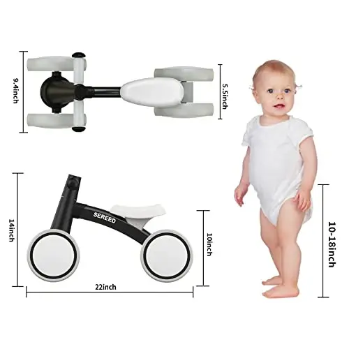SEREED 1 yoshli o'g'il bolalar uchun Baby Balance Bike Qizlar 12-24 oylik Bolalar muvozanat velosipedi, 4 g'ildirakli Bolalar birinchi velosipedi, Birinchi tug'ilgan kun sovg'alari - 3
