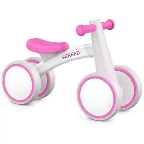 SEREED 1 yoshli o'g'il bolalar va qizlar uchun Baby Balance Bike 12-24 oylik bolalar uchun muvozanat velosipedi, 4 g'ildirakli bolalar birinchi velosipedi, birinchi tug'ilgan kun sovg'alari 