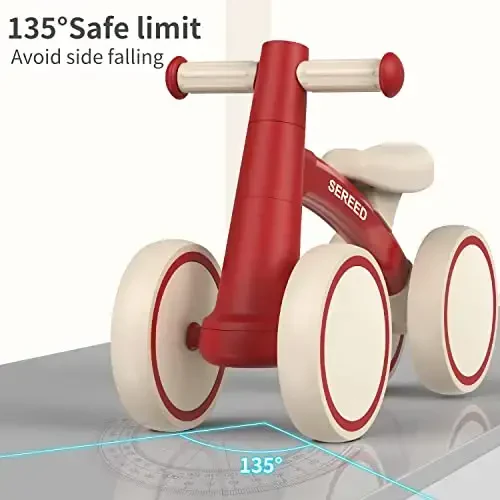 SEREED 1 yoshli o'g'il qizlar uchun Baby Balance Bike 12-24 oylik chaqaloqlar uchun balans velosipedi, 4 g'ildirakli chaqaloqlar uchun birinchi velosiped, birinchi tug'ilgan kun sovg'alari - 6