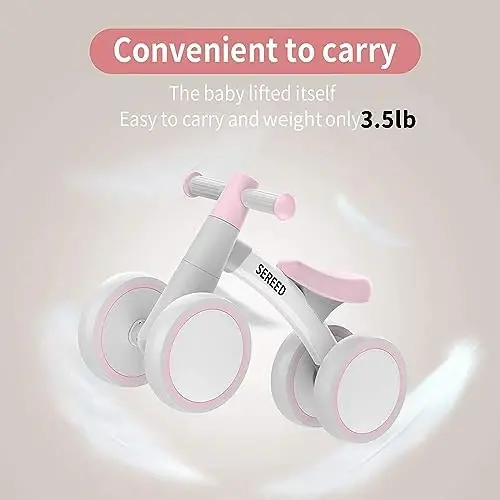 SEREED 1 yoshli o'g'il qizlar uchun Baby Balance Bike 12-24 oylik chaqaloqlar uchun muvozanat velosipedi, 4 g'ildirakli chaqaloqlar uchun birinchi velosiped, birinchi tug'ilgan kun sovg'alari - 4