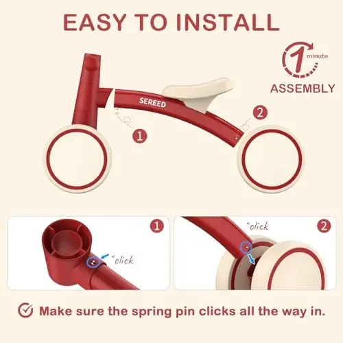 SEREED Baby Balance Bike for 1 Year Old Boys Girls 12-24 Month Toddler Balance Bike, 4 Wheels Toddler First Bike, First Birthday Gifts - 1