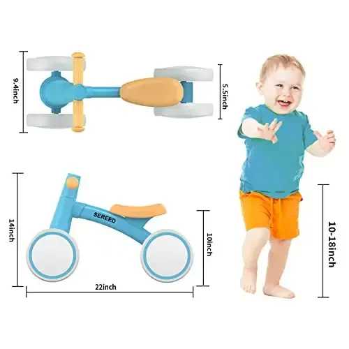 SEREED Baby Balance Bike for 1 Year Old Boys Girls 12-24 Month Toddler Balance Bike, 4 Wheels Toddler First Bike, First Birthday Gifts - 3