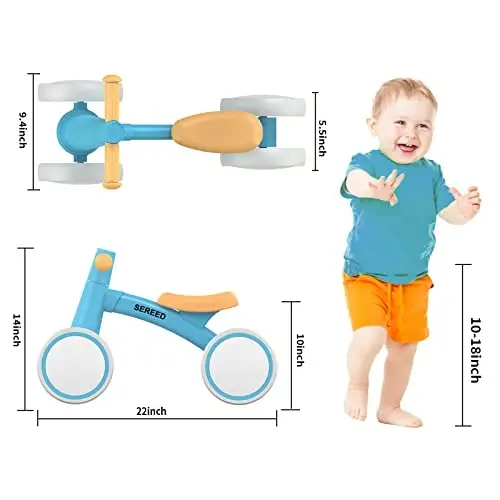 SEREED Baby Balance Bike for 1 Year Old Boys Girls 12-24 Month Toddler Balance Bike, 4 Wheels Toddler First Bike, First Birthday Gifts - 4