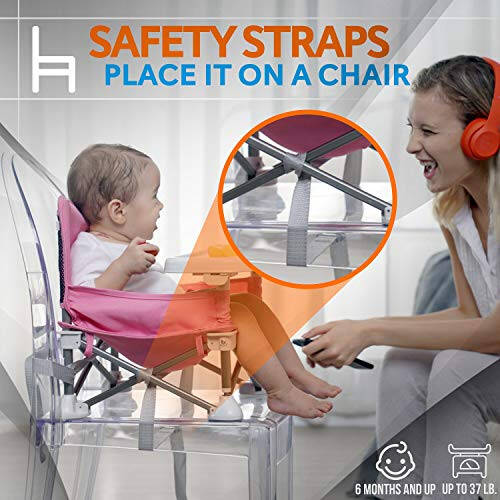 Serene Life Baby Seat Booster - Space Saver Toddler Booster Seat - Portable Pop and open Sit Folding Booster Feeding Chair - Safety Belt/Food Tray/Travel Bag - SereneLife - 38