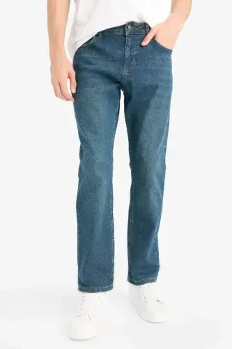 Sergio Regular Fit Normal Kalıp Normal Bel Boru Paça Jean Pantolon-Koyu Yeşil - DEFACTO (1)