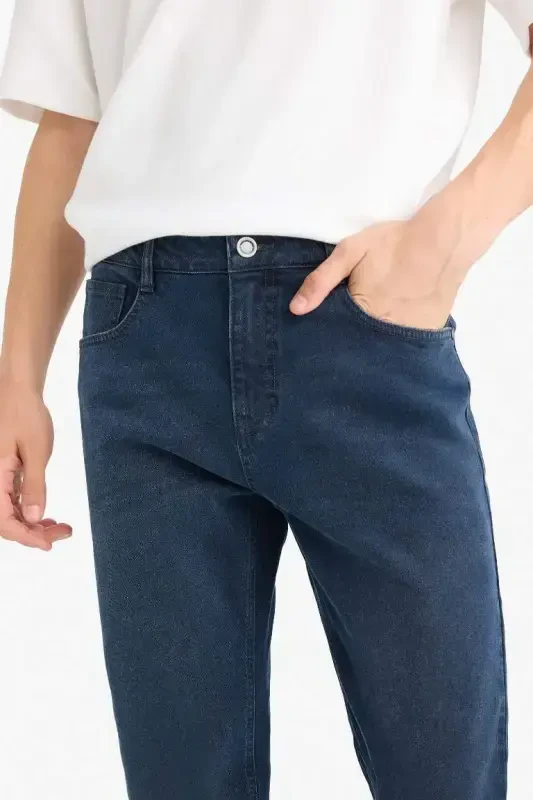 Sergio Regular Fit Straight Leg Normal Waist Pipe Leg Jeans Blue Black - 5