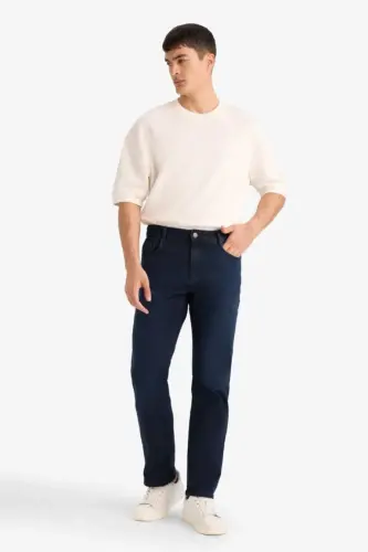 Sergio Regular Fit Straight Leg Normal Waist Pipe Leg Jeans Blue Black - 1