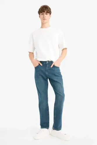 Sergio Regular Fit Straight Leg Normal Waist Pipe Leg Jeans Dark Green - 1