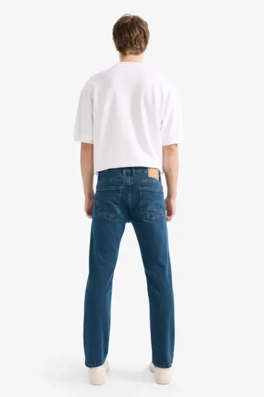 Sergio Regular Fit Straight Leg Normal Waist Pipe Leg Jeans Dark Green - 4