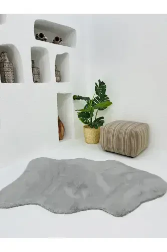 Seria Carpet Grey Rabbit Plush Rug Fur Carpet-Silver - 1