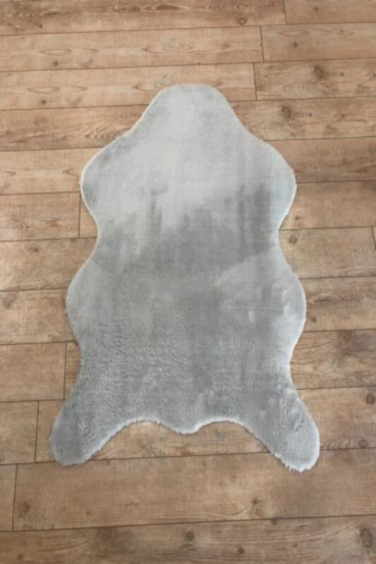 SERİA HALI Post Halı Peluş overloksuz Kürk Halı 60x100 80x130 80x150 100x150 120x180 Cm - Gri - 5