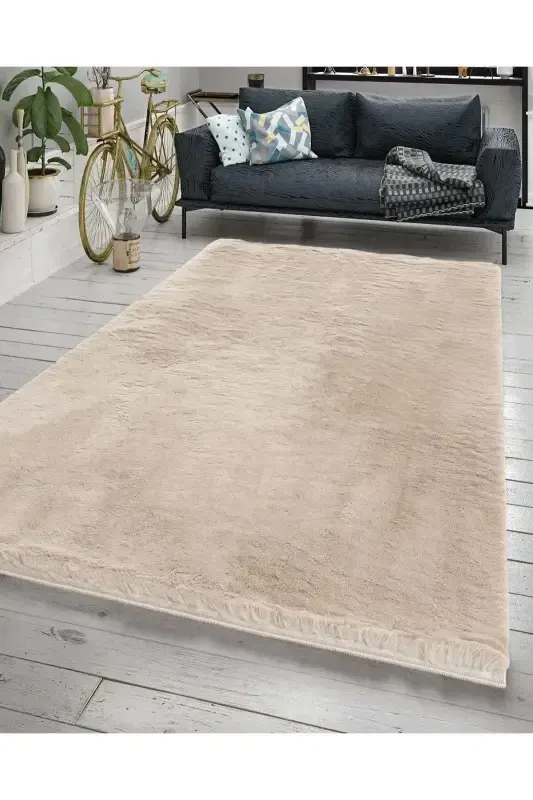 Seria Rug Carpet Rug. Plush Carpet Runner. It has a White Non-Slip Base. Machine Washable.-BEIGE - 2