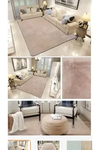 Seria Rug Carpet Rug. Plush Carpet Runner. It has a White Non-Slip Base. Machine Washable.-BEIGE - 5