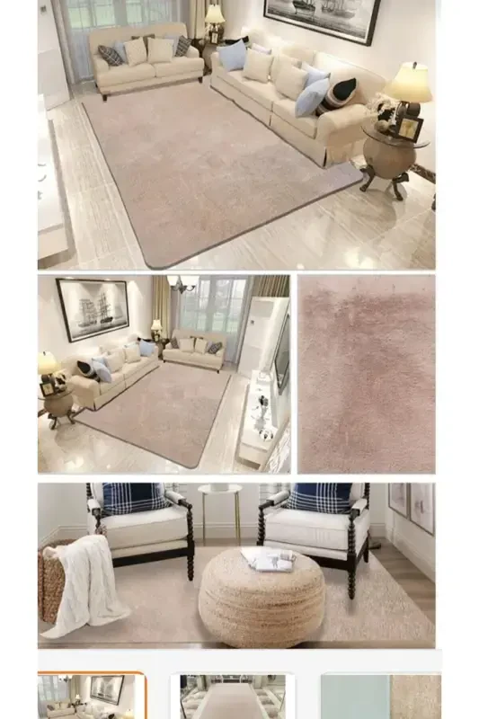 Seria Rug Carpet Rug. Plush Carpet Runner. It has a White Non-Slip Base. Machine Washable.-BEIGE - 5