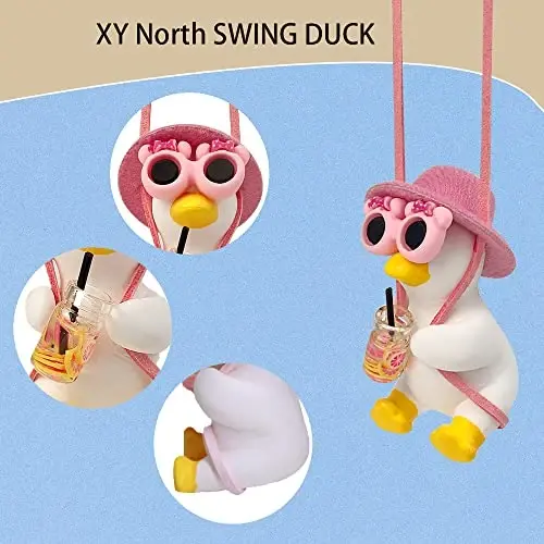 Cool Swinging Duck Car Hanging Ornament, Pendant Interior Rearview Mirror Decoration and Car Rear View Mirrior Hanging Accessories - 5