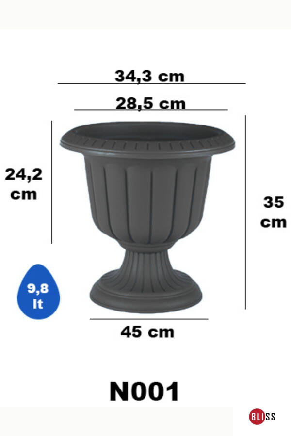 Serinova Nargis Dekorativ Oyoqli Guldon 9,8lt - 2