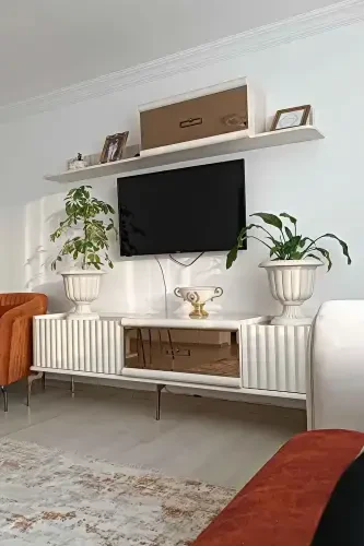 Serinova Nargis Idish 6 Litr Kirli Oq Oyoqli Plastik Gul Idish - 7