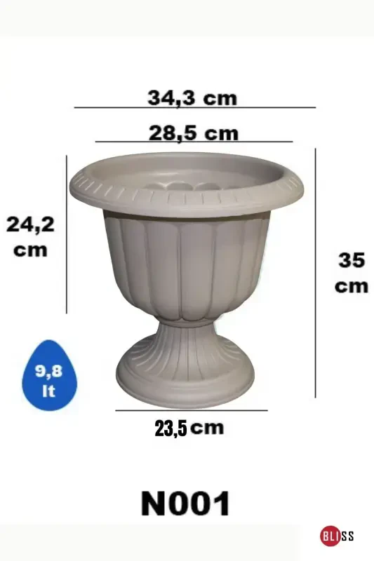 Serinova Nergis Milk Coffee Color Decorative Footed Pot 9.8lt-Terracotta - 2