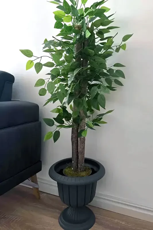 Serinova Nergis Pot 6 Liter Anthracite Footed Plastic Flower Pot-Anthracite - 6