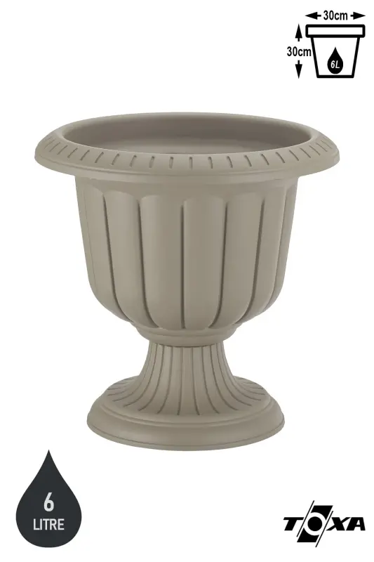 Serinova Nergis Pot 6 Liters Mocha Coffee Footed Plastic Flower Pot-Coffee - TOXA