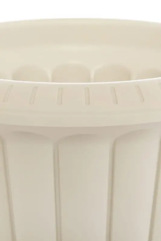 Nergis Saksı 6 Litre Deliksiz Kirli Beyaz Ayaklı Plastik Çiçek Saksısı - Beyaz - 3