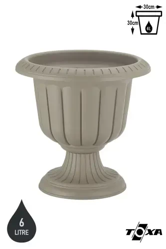 Serinova Nergis Saksı 6 Litre Deliksiz Mocha Kahve Ayaklı Plastik Çiçek Saksısı-Kahve - 1