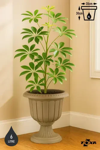 Serinova Nergis Saksı 6 Litre Deliksiz Mocha Kahve Ayaklı Plastik Çiçek Saksısı-Kahve - 8