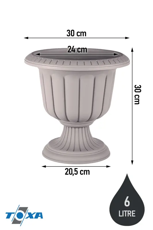Serinova Nergis Saksı 6 Litre Mocha Kahve Ayaklı Plastik Çiçek Saksısı-Kahve - 2