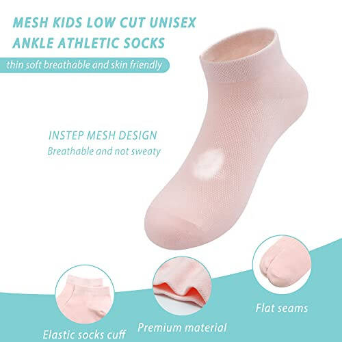 SERISIMPLE Viscose Bamboo Mesh Kids Low Cut Socks Unisex Child Ankle Athletic Socks Non Slip Breathable Boy Girl 5 Pairs - 32