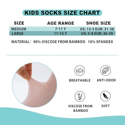 SERISIMPLE Viscose Bamboo Mesh Kids Low Cut Socks Unisex Child Ankle Athletic Socks Non Slip Breathable Boy Girl 5 Pairs - 33