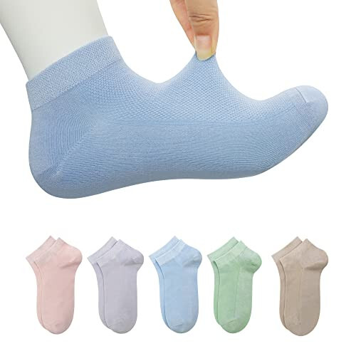 SERISIMPLE Viscose Bamboo Mesh Kids Low Cut Socks Unisex Child Ankle Athletic Socks Non Slip Breathable Boy Girl 5 Pairs - 25