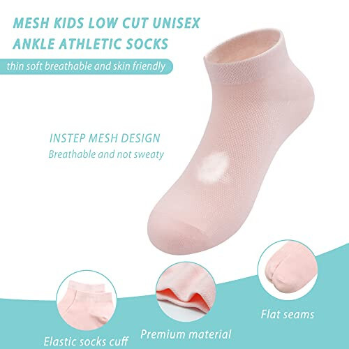 SERISIMPLE Viscose Bamboo Mesh Kids Low Cut Socks Unisex Child Ankle Athletic Socks Non Slip Breathable Boy Girl 5 Pairs - 26