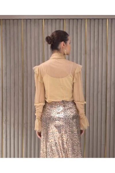 Serpil ayollar łosos rangli köynäk 33208 - Modazone (1)