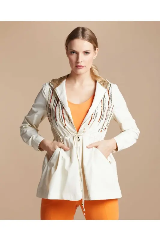 Serpil Women Ecru Trench Coat 30394 - 4