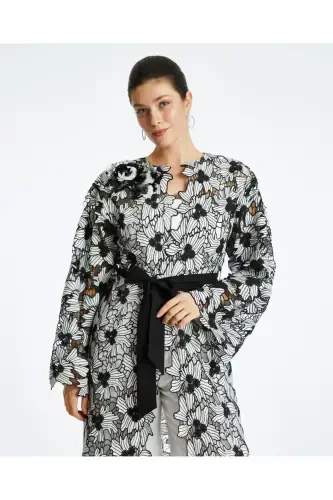 Serpil Women's Black Coat 38416 - 3