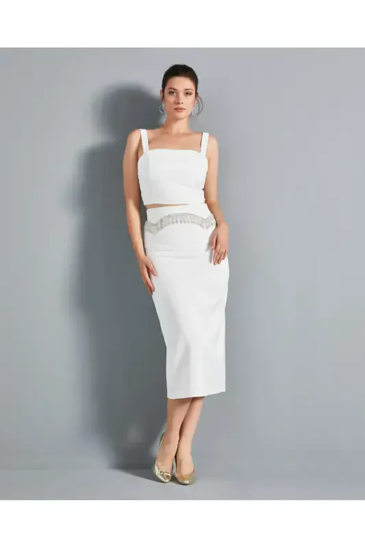 Serpil Women's Ecru Skirt 36746 - 1