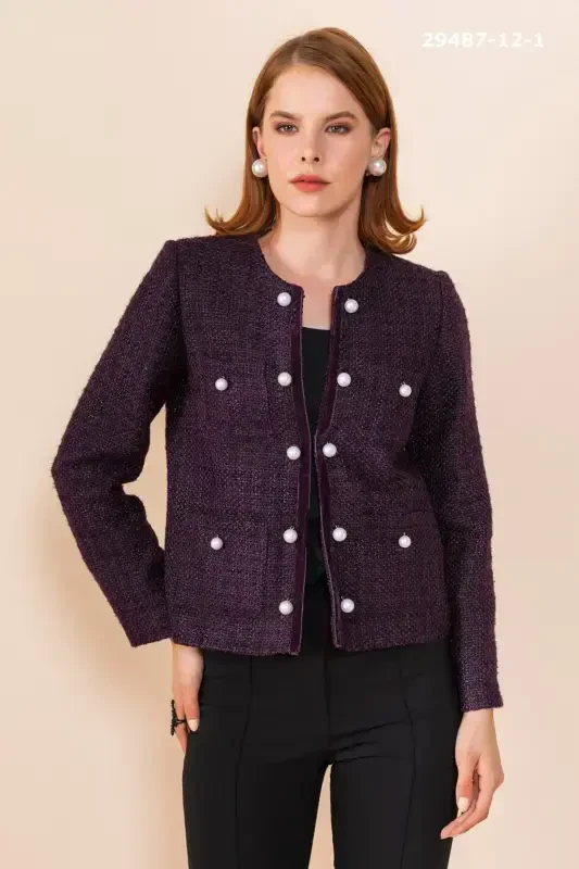 Serpil Women's Purple Jacket 29487 - 3