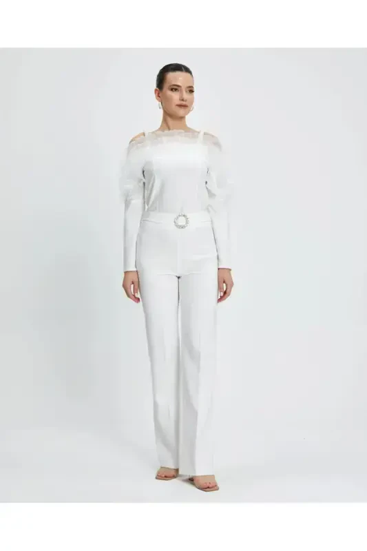 Serpil Women's White Pants 39568 - 1