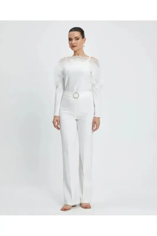 Serpil Women's White Pants 39568 - 2