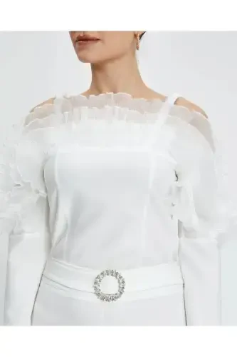 Serpil Women's White Pants 39568 - 3