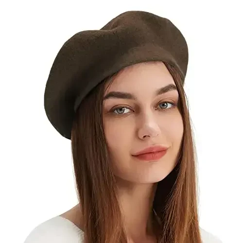 Wool Beret Hat French Beret Cap Winter Artist Painter Hat Solid Color for Women - WOOL