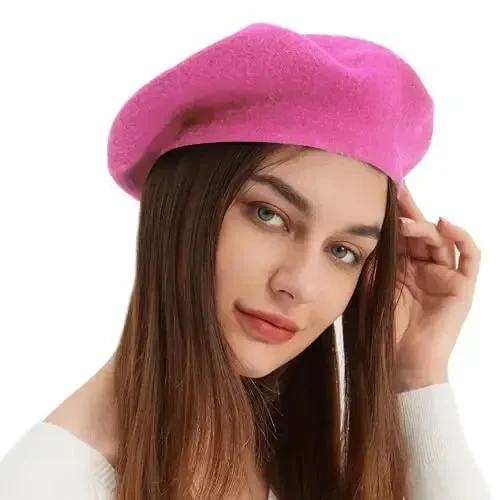 Wool Beret Hat French Beret Cap Winter Artist Painter Hat Solid Color for Women - 1