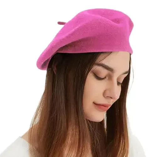Wool Beret Hat French Beret Cap Winter Artist Painter Hat Solid Color for Women - 3