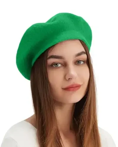 Wool Beret Hat French Beret Cap Winter Artist Painter Hat Solid Color for Women - 2
